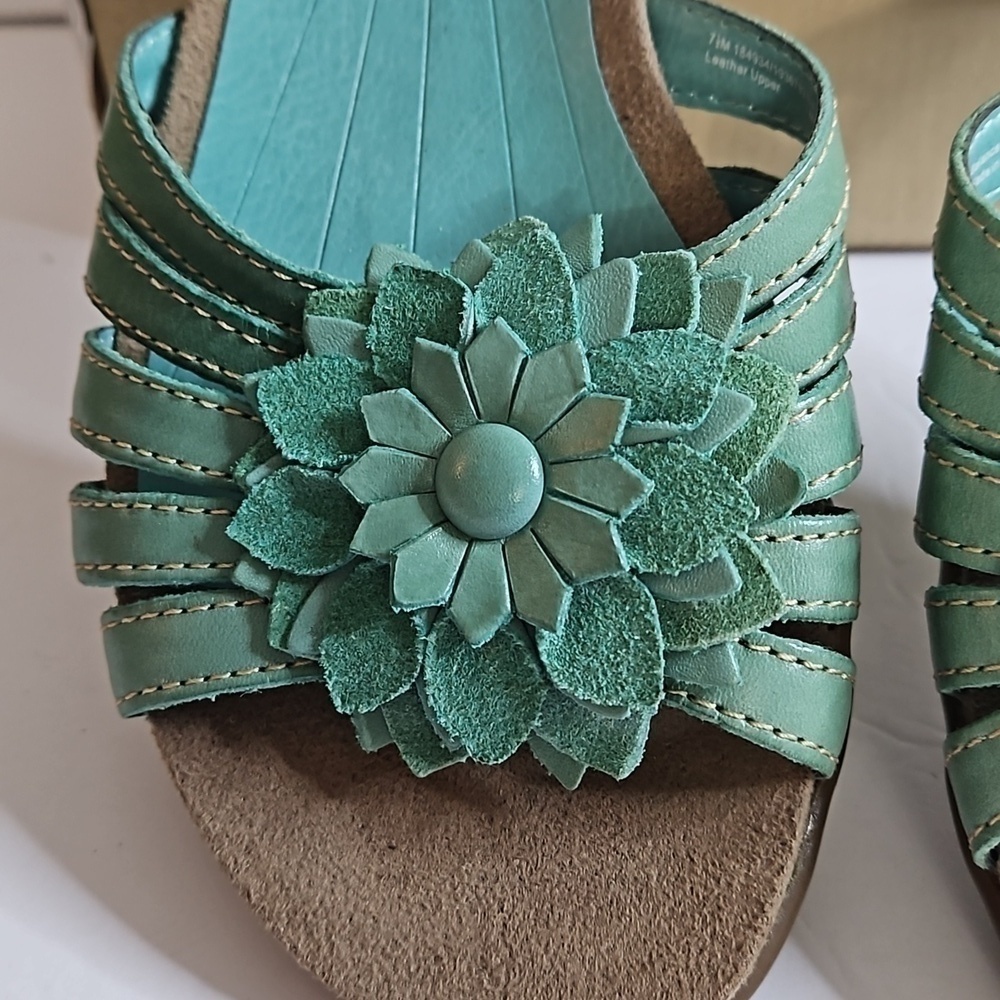 Array Maui Slide with Flower sz 7.5m Turquoise NIB - Picture 3 of 9